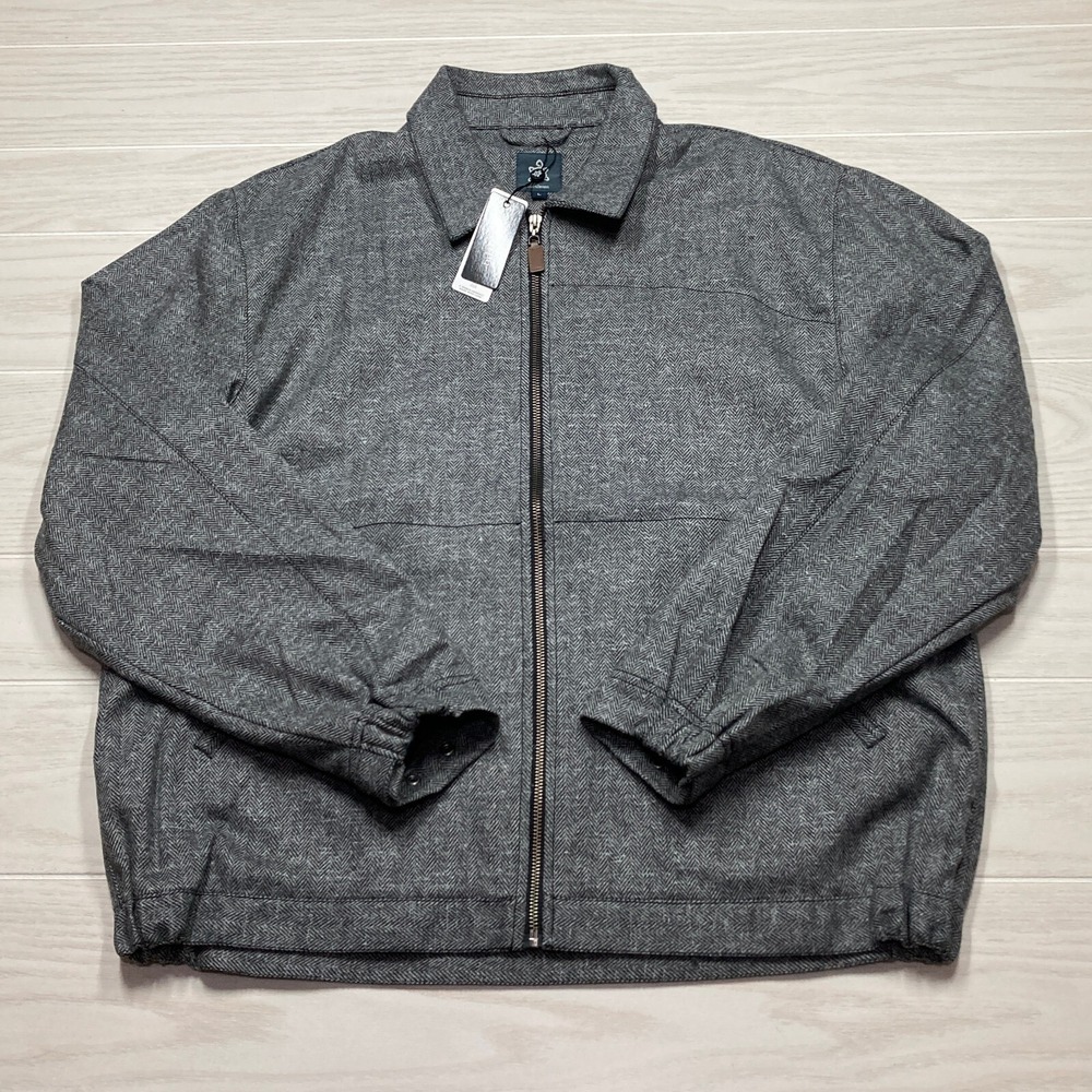 Turtleson Men's Wool Blend Full Zip Gentleman's Jacket Gray Size Large